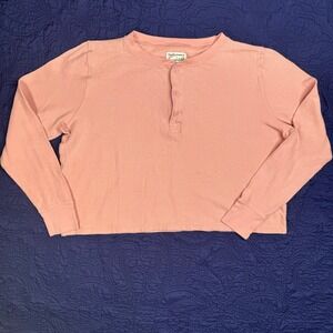 Teconas of Austin Texas‎ XL Long Sleeve Button Thermal Cropped Top Cowgirl Read